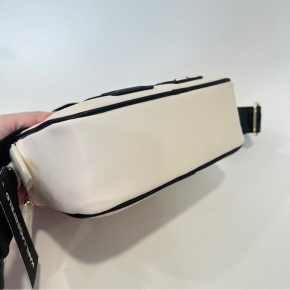 Karl Lagerfeld White and Black Crossbody Camera Bag with Iconic Cartoon Motif - Picture 10 of 12